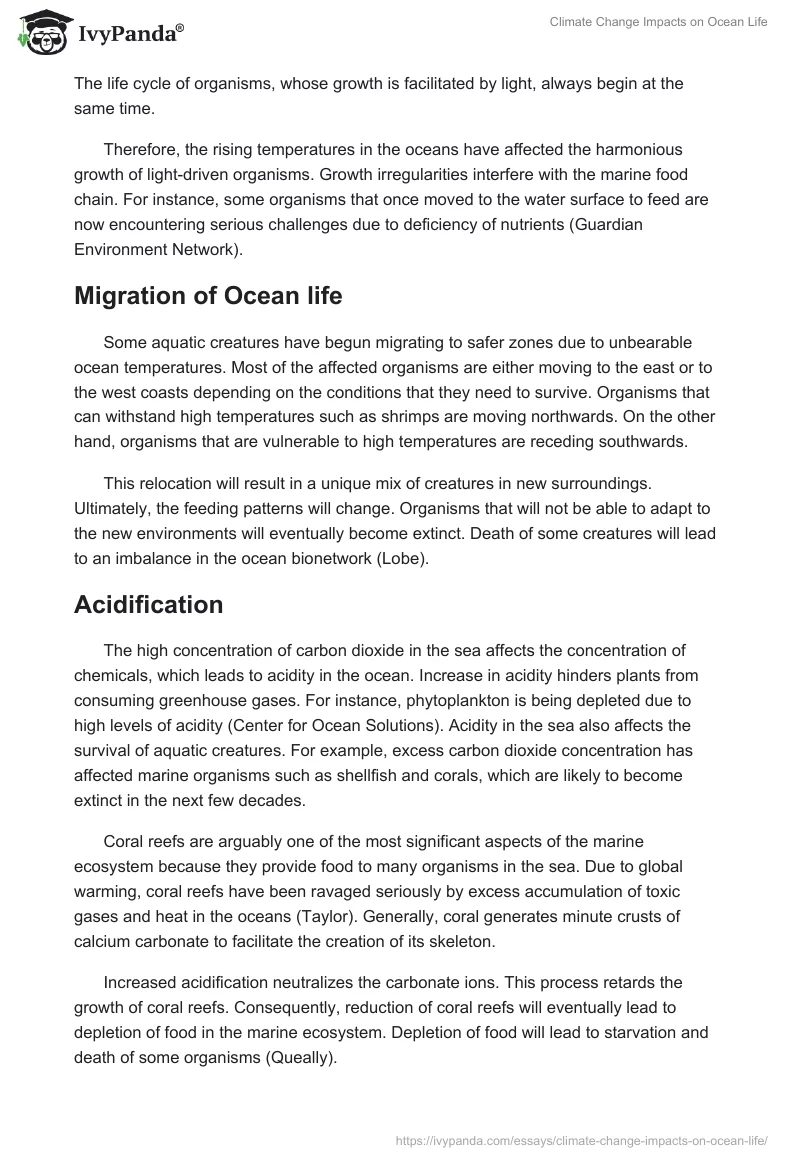 Climate Change Impacts on Ocean Life. Page 4