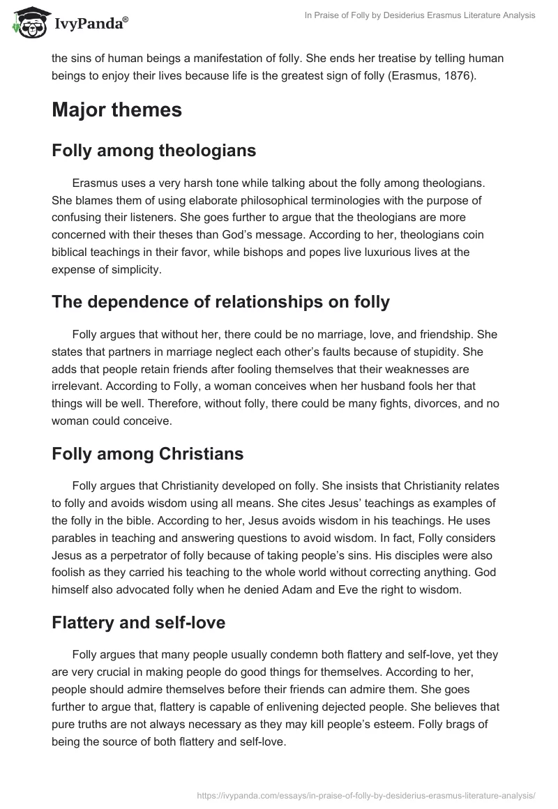 "In Praise of Folly" by Desiderius Erasmus Literature Analysis. Page 2