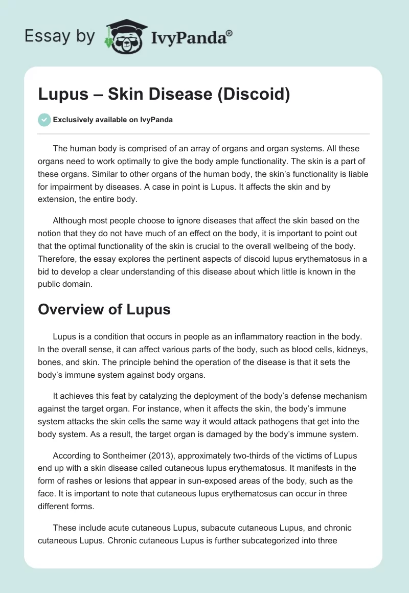 Lupus – Skin Disease (Discoid). Page 1