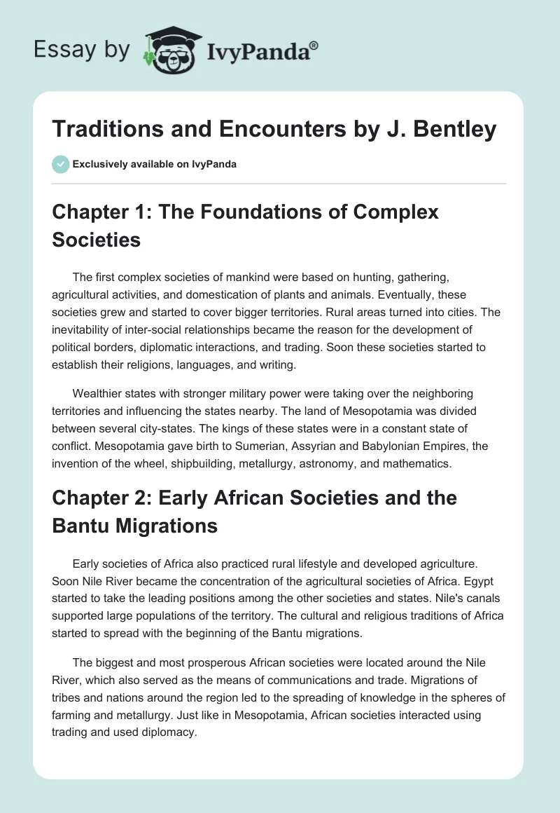 "Traditions and Encounters" by J. Bentley. Page 1