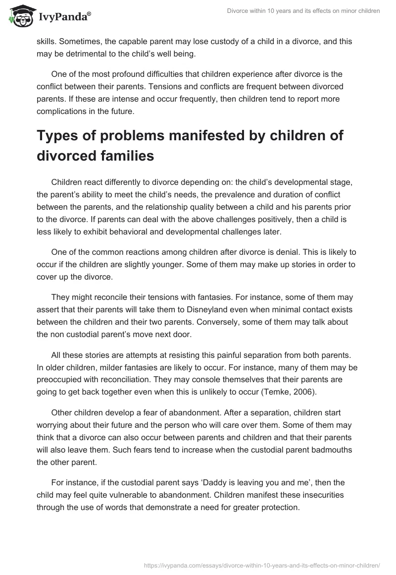 Divorce within 10 years and its effects on minor children. Page 3