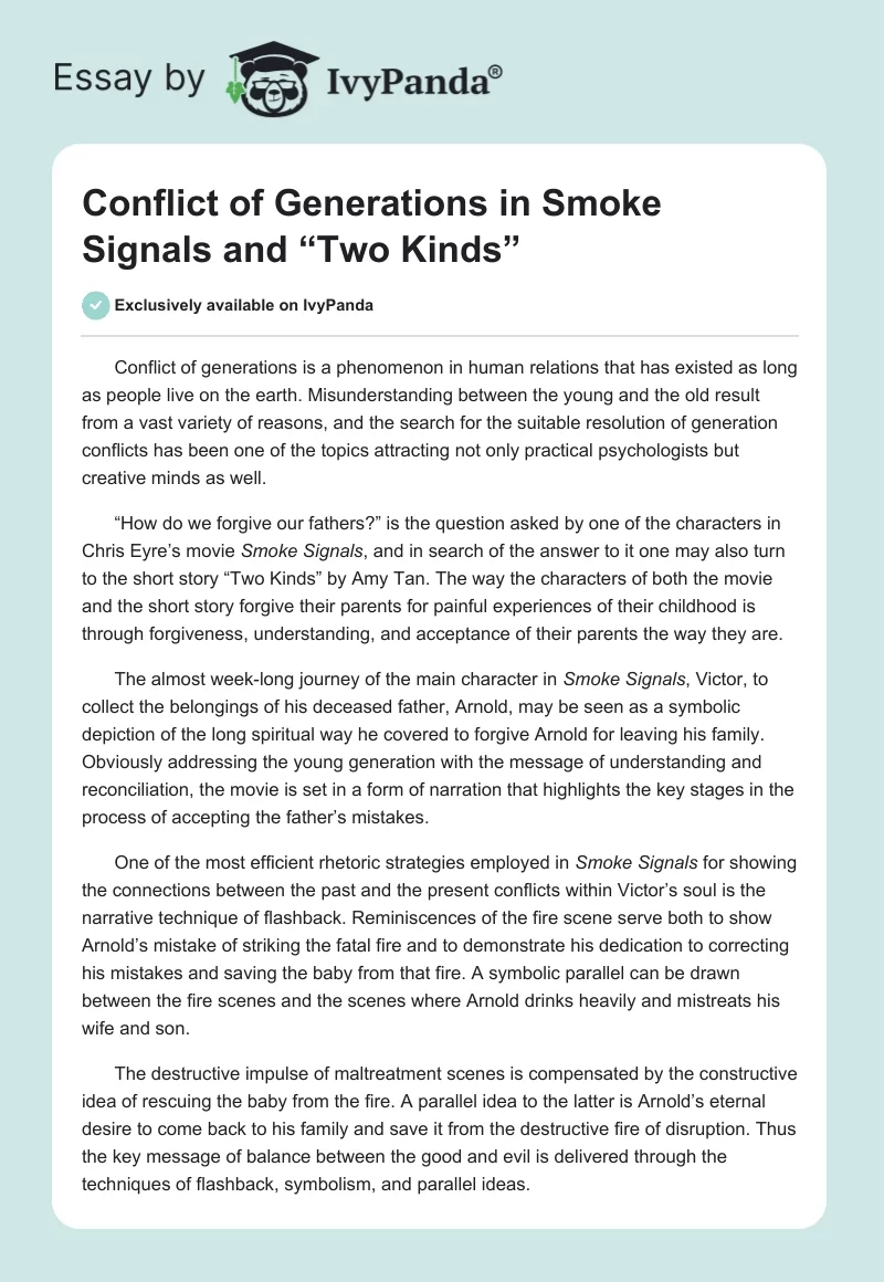 Conflict of Generations in Smoke Signals and “Two Kinds”. Page 1