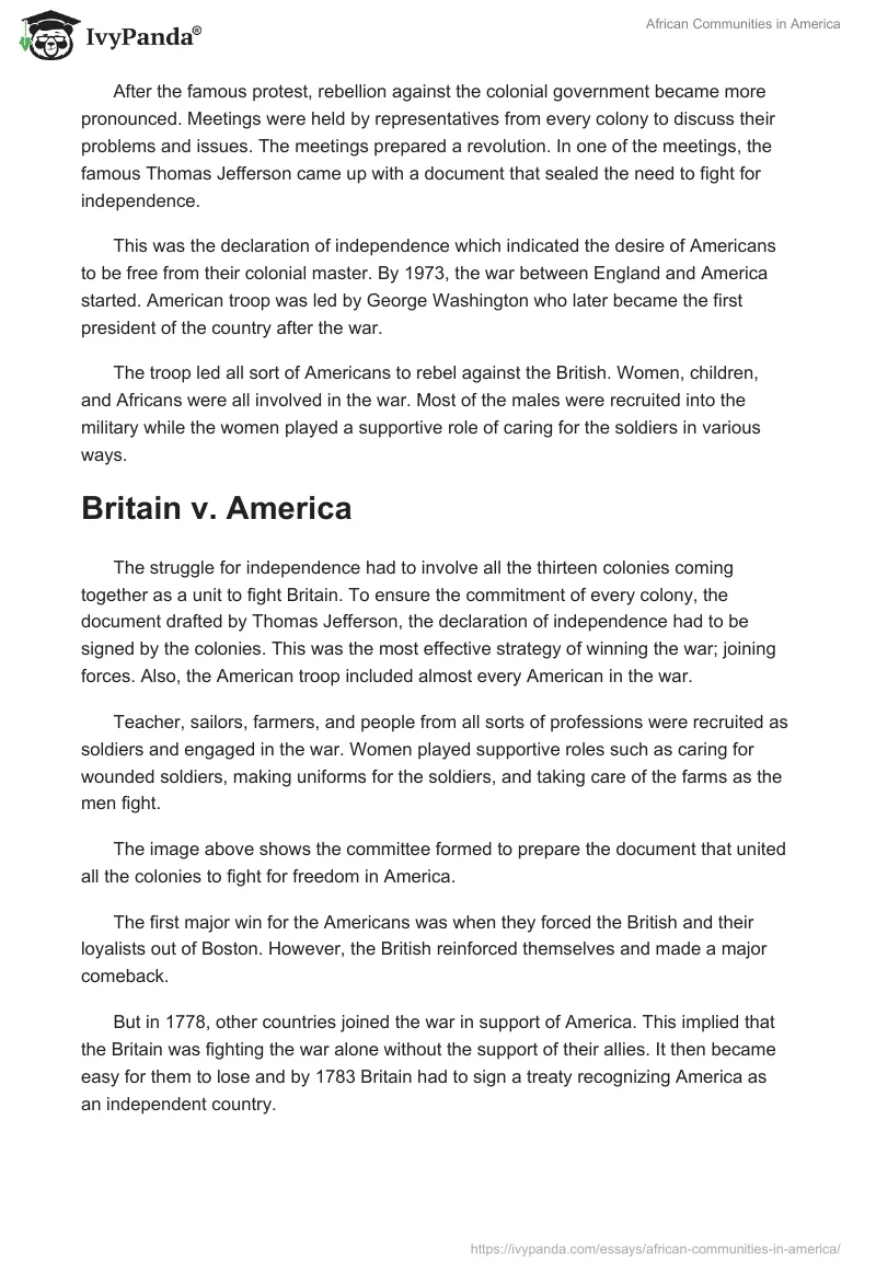 African Communities in America. Page 5