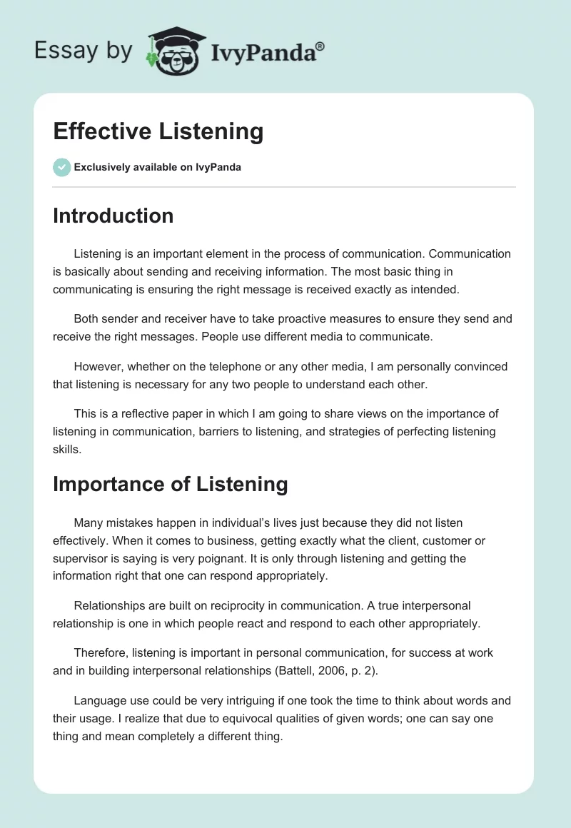 Effective Listening. Page 1