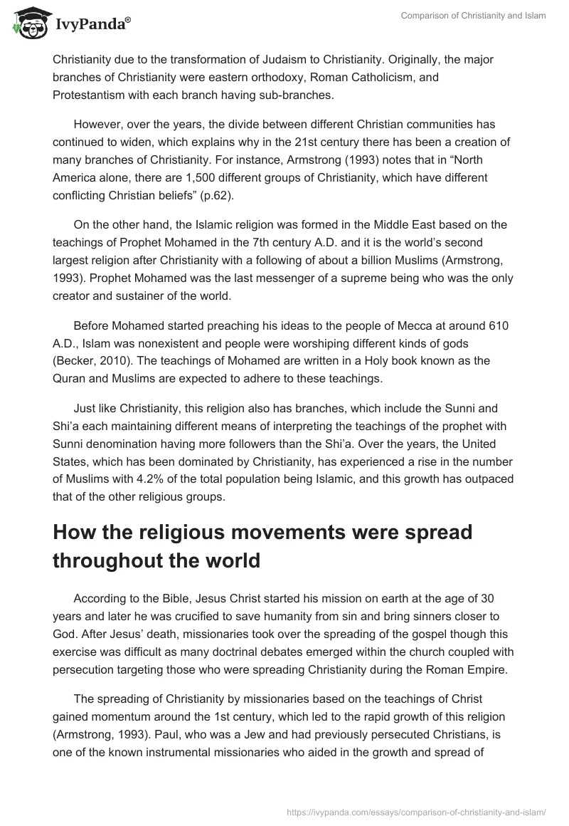 Comparison of Christianity and Islam. Page 2