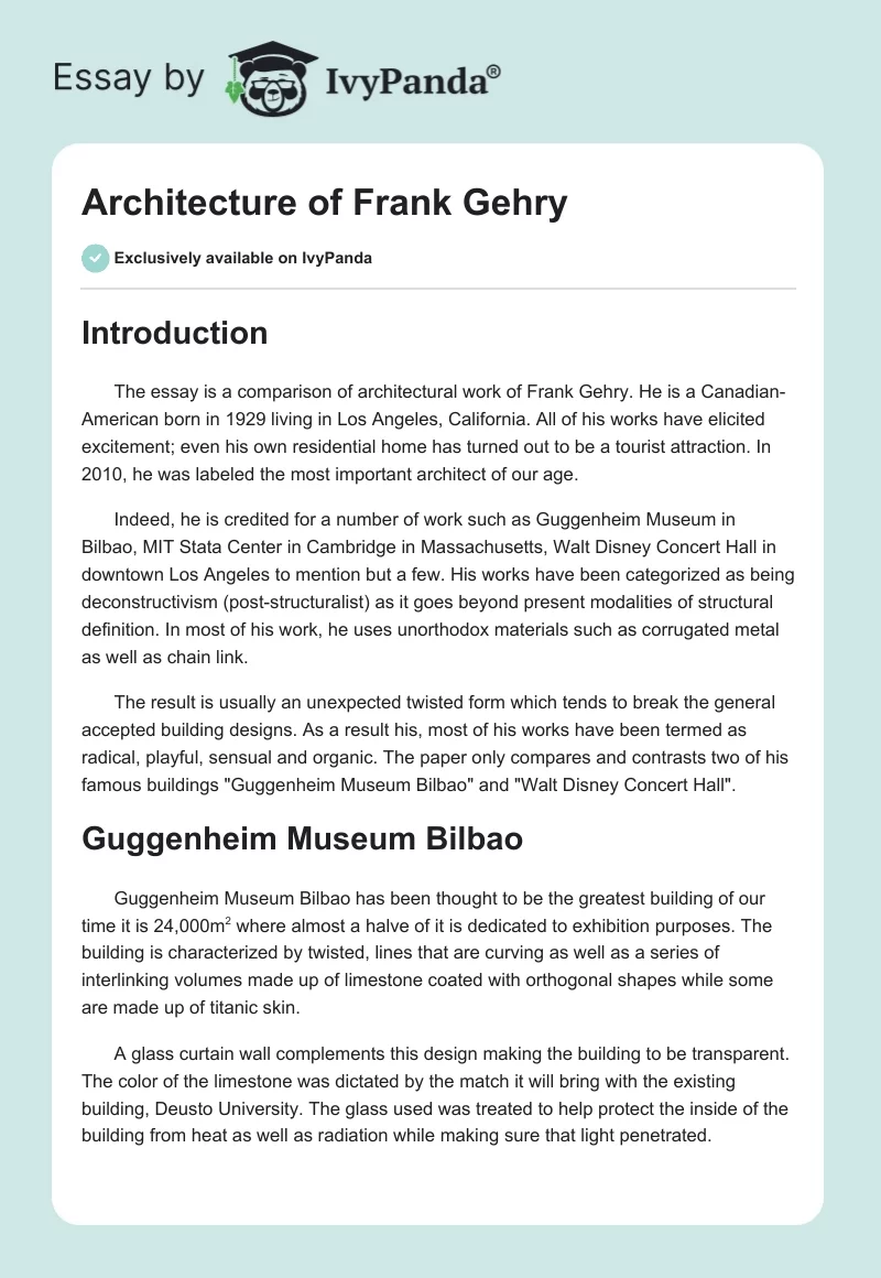 Architecture of Frank Gehry. Page 1