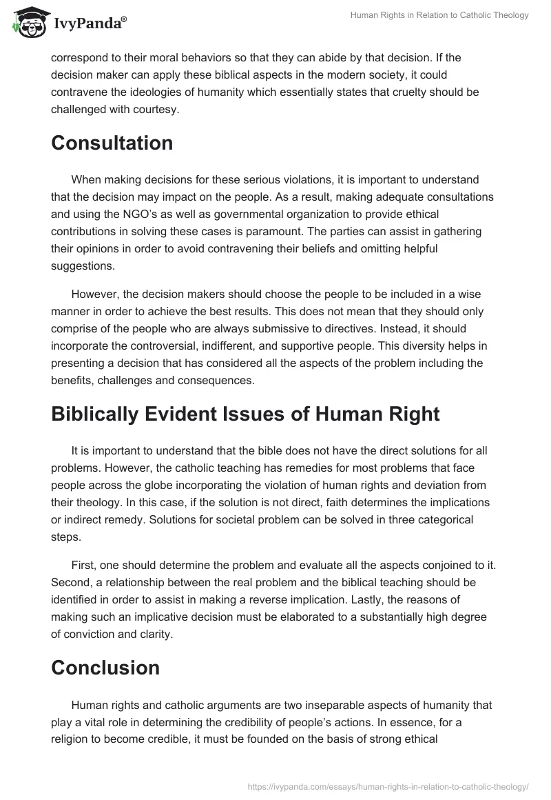 Human Rights in Relation to Catholic Theology. Page 3