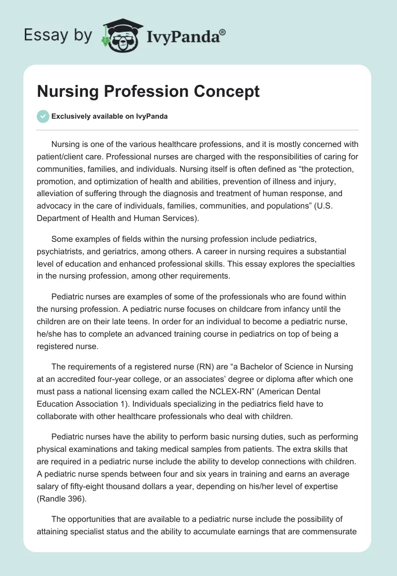 Nursing Profession Concept. Page 1
