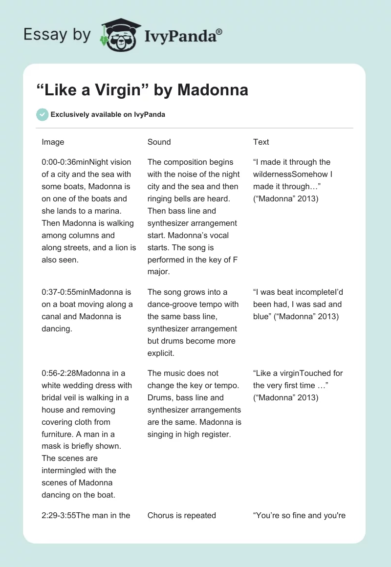 “Like a Virgin” by Madonna. Page 1