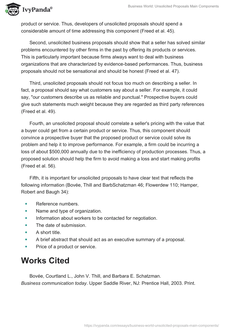 Business World: Unsolicited Proposals Main Components. Page 2