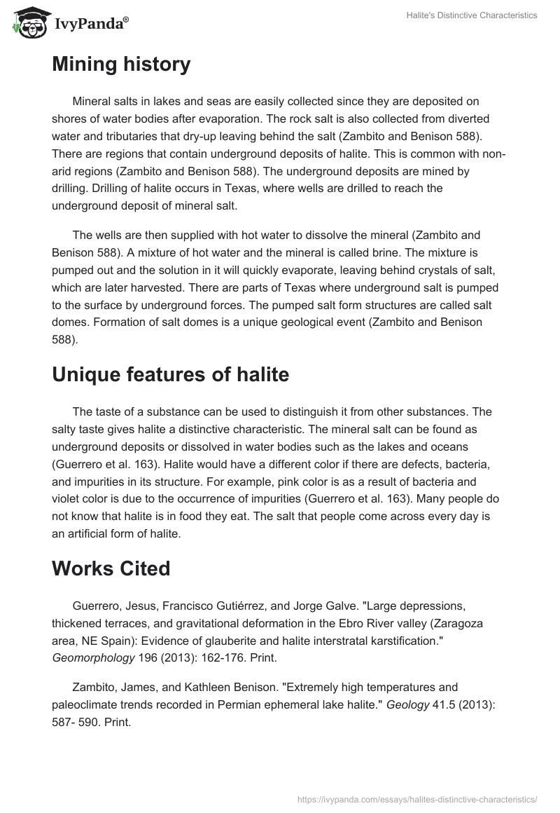 Halite's Distinctive Characteristics. Page 2