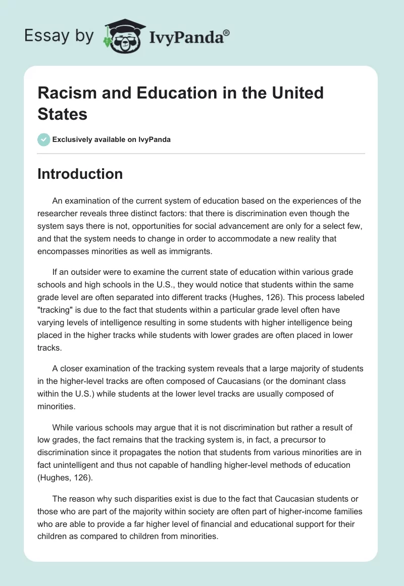 Racism and Education in the United States. Page 1