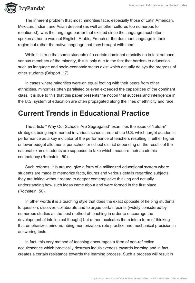 Racism and Education in the United States. Page 2