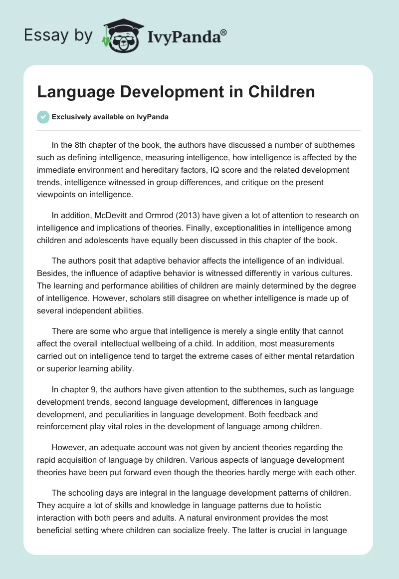 Language Development in Children. Page 1