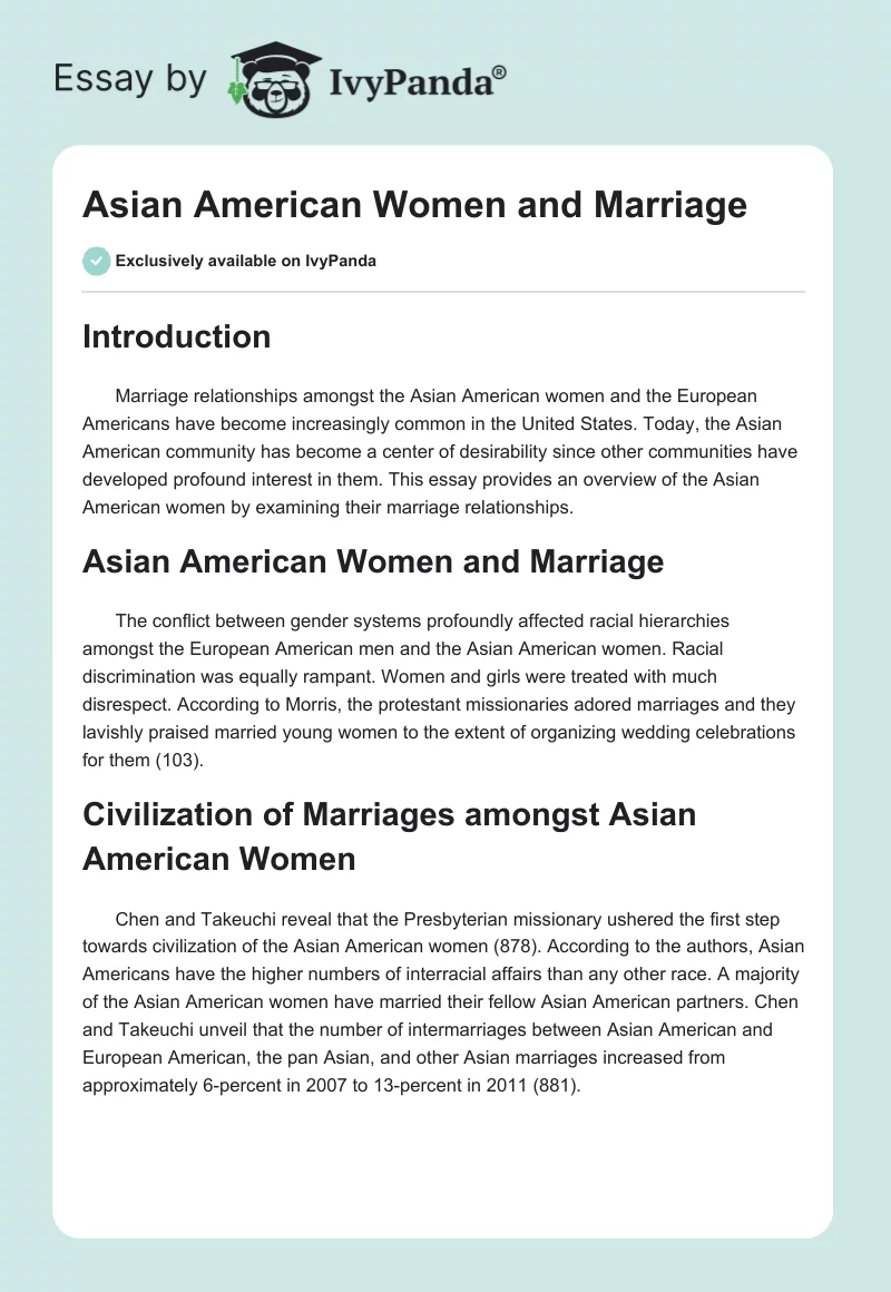 Asian American Women and Marriage. Page 1