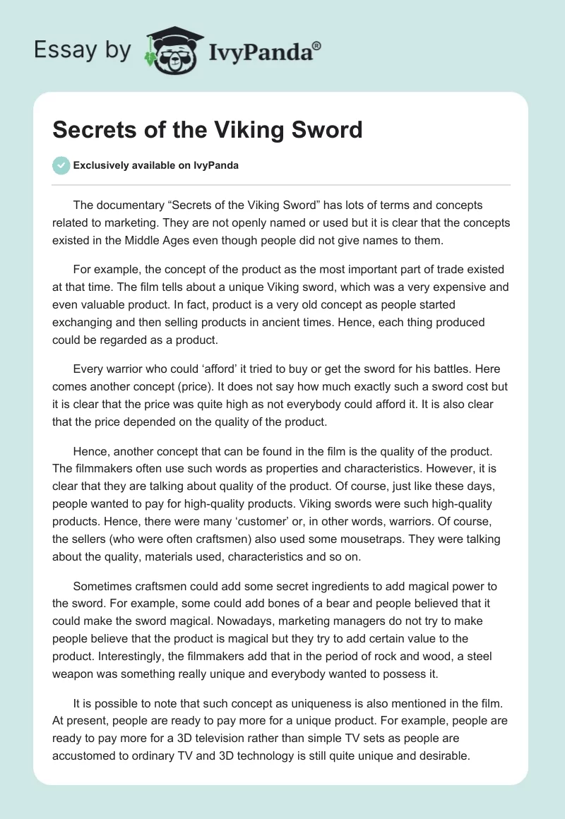 "Secrets of the Viking Sword". Page 1