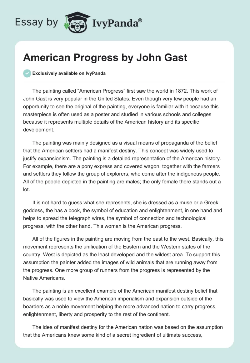 "American Progress" by John Gast. Page 1