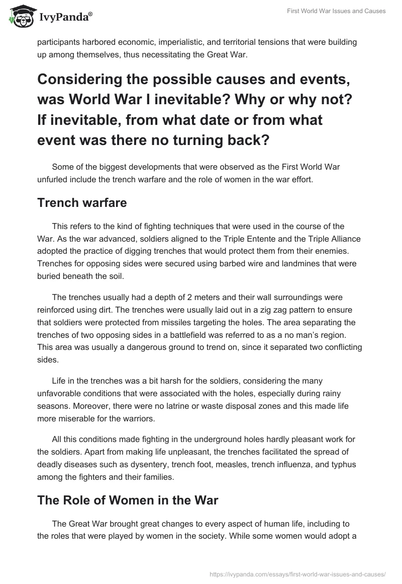 First World War Issues and Causes. Page 3