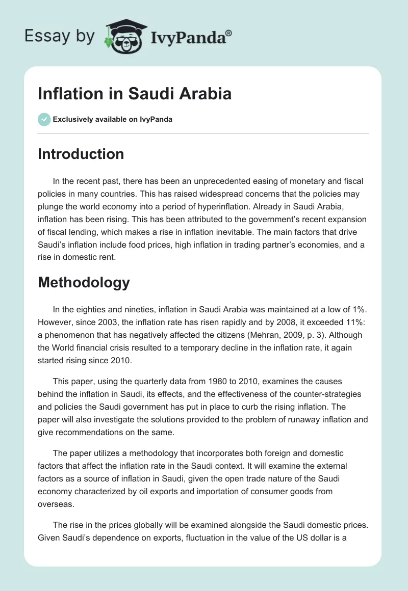 Inflation in Saudi Arabia. Page 1