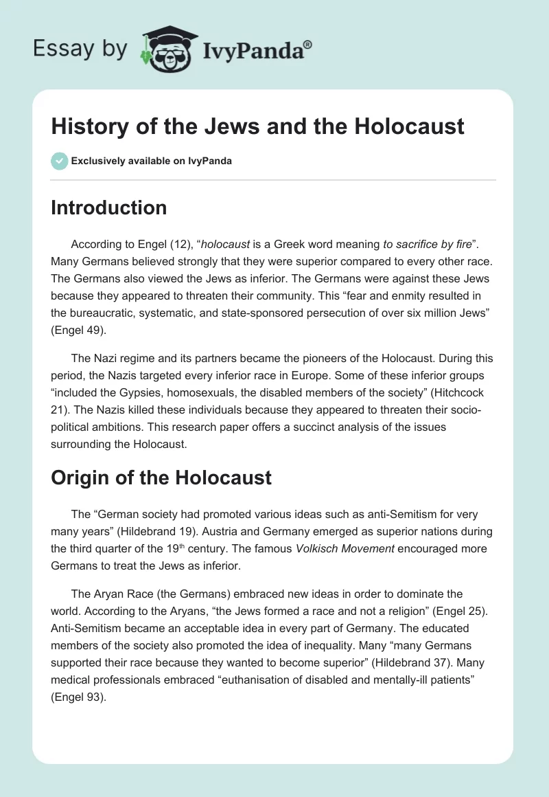 History of the Jews and the Holocaust. Page 1