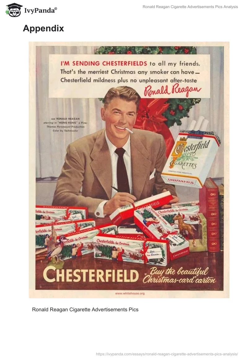 Ronald Reagan Cigarette Advertisements Pics Analysis. Page 4