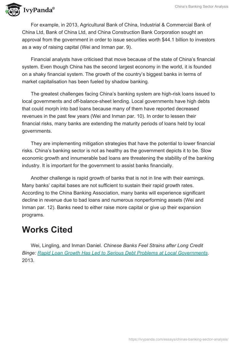 China’s Banking Sector Analysis. Page 2