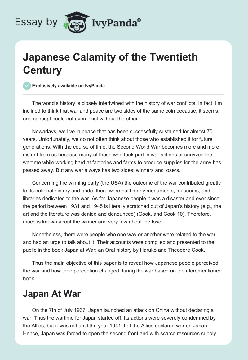 Japanese Calamity of the Twentieth Century. Page 1