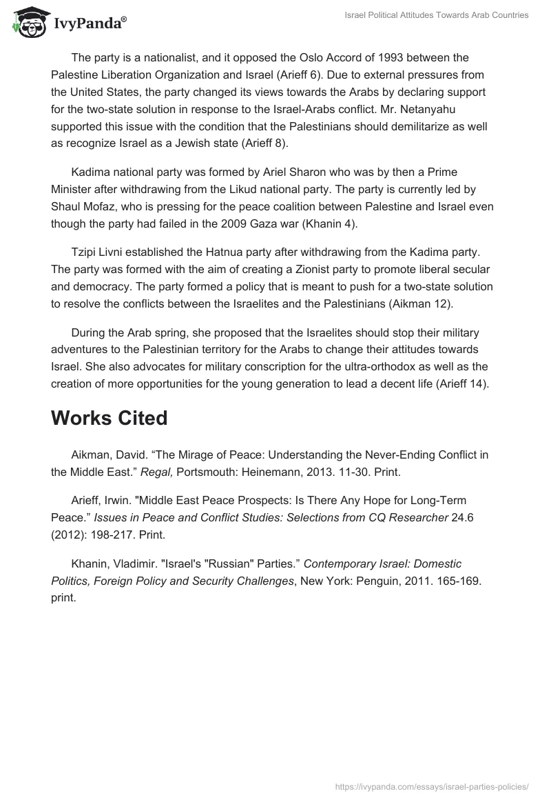 Israel Political Attitudes Towards Arab Countries. Page 2