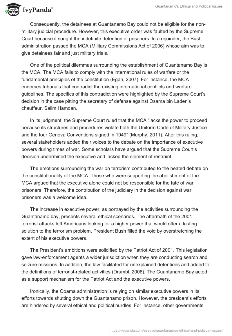 Guantanamo's Ethical and Political Issues. Page 2