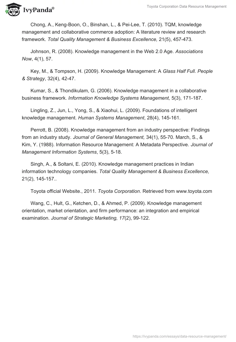 Toyota Corporation Data Resource Management. Page 5