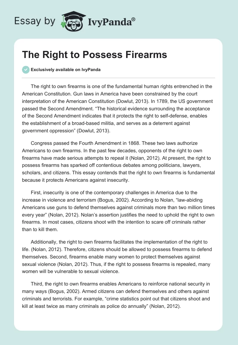 The Right to Possess Firearms. Page 1