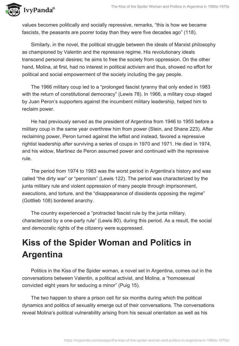 The Kiss of the Spider Woman and Politics in Argentina in 1960s-1970s. Page 2