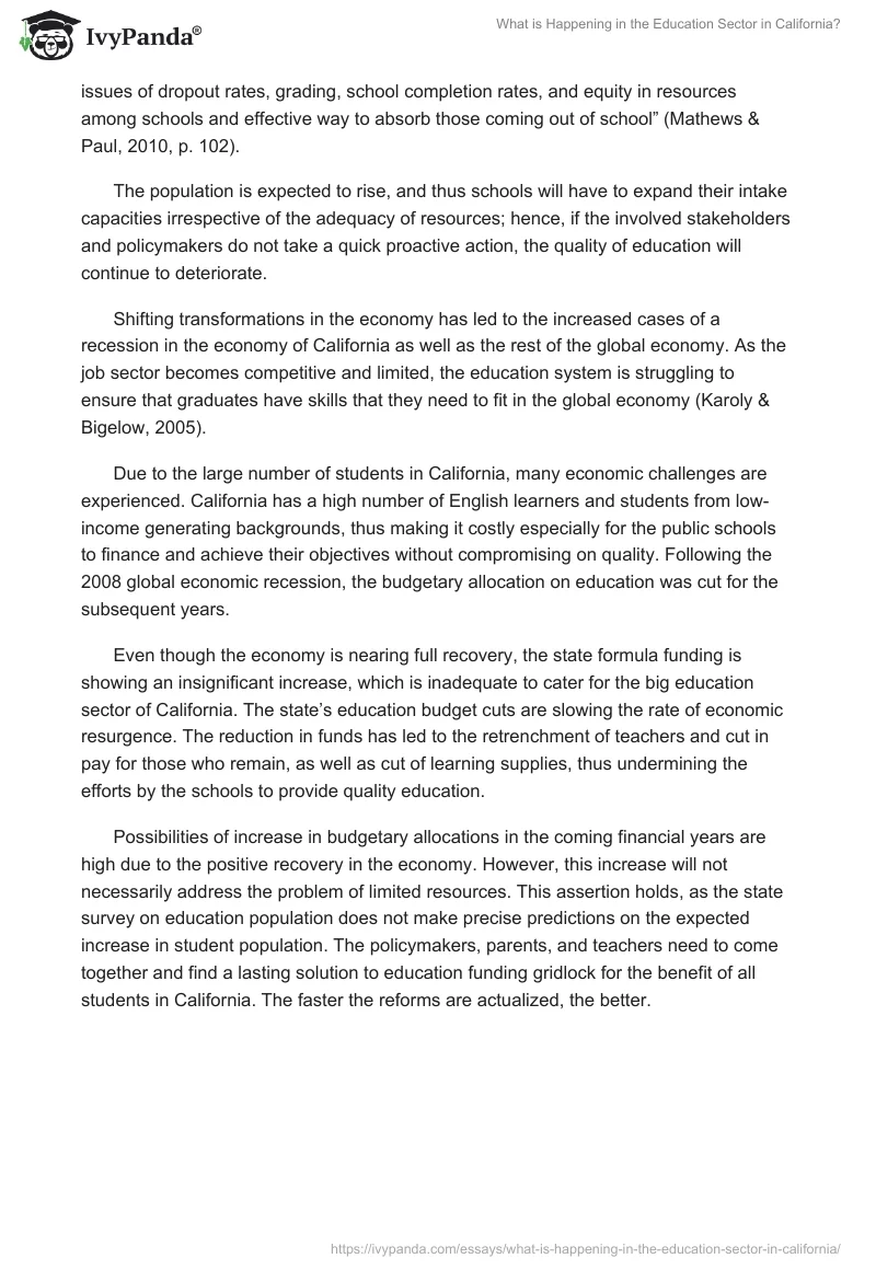 What is Happening in the Education Sector in California?. Page 3
