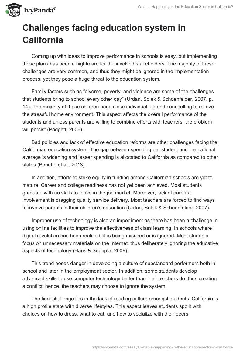 What is Happening in the Education Sector in California?. Page 4