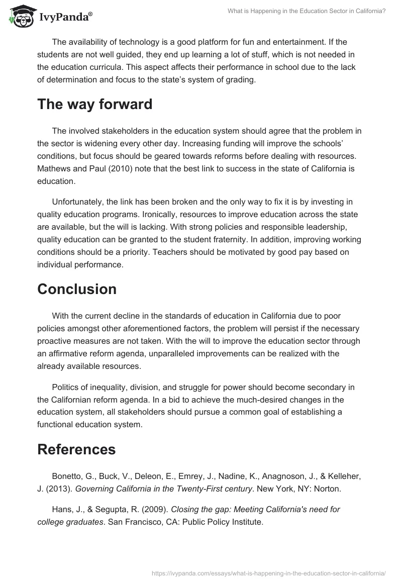 What is Happening in the Education Sector in California?. Page 5