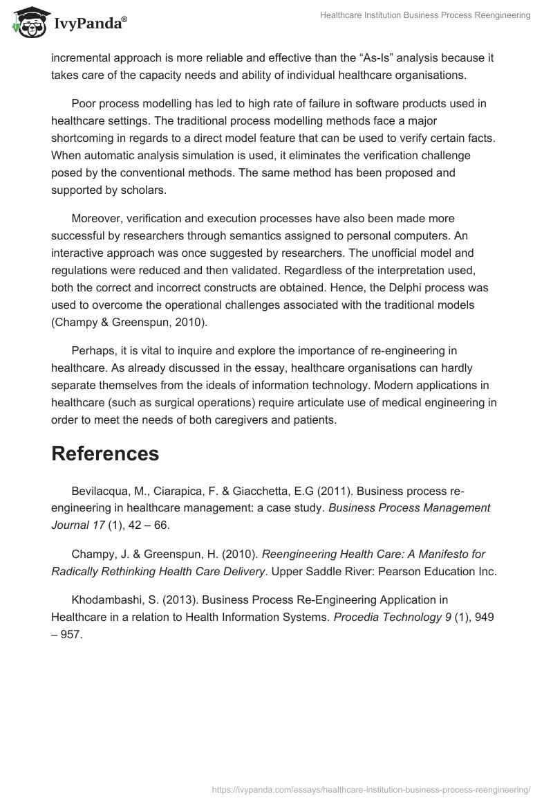 Healthcare Institution Business Process Reengineering. Page 3