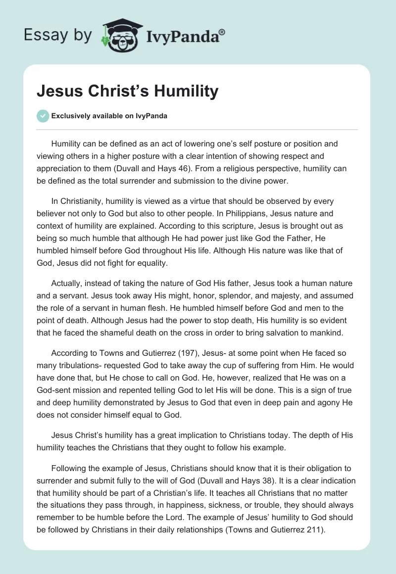 Jesus Christ’s Humility. Page 1