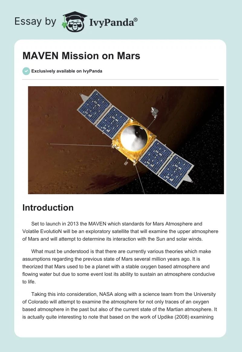 MAVEN Mission on Mars. Page 1