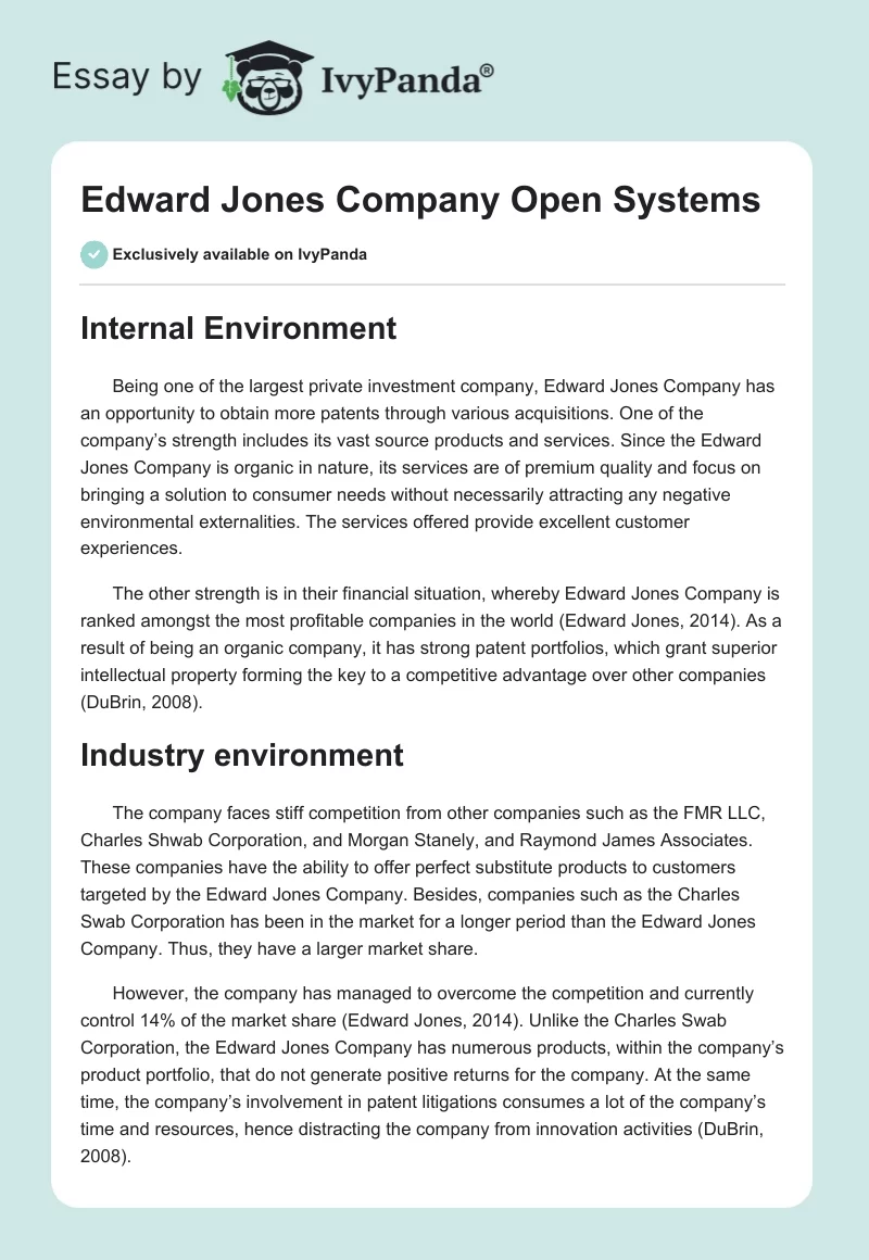 Edward Jones Company Open Systems. Page 1