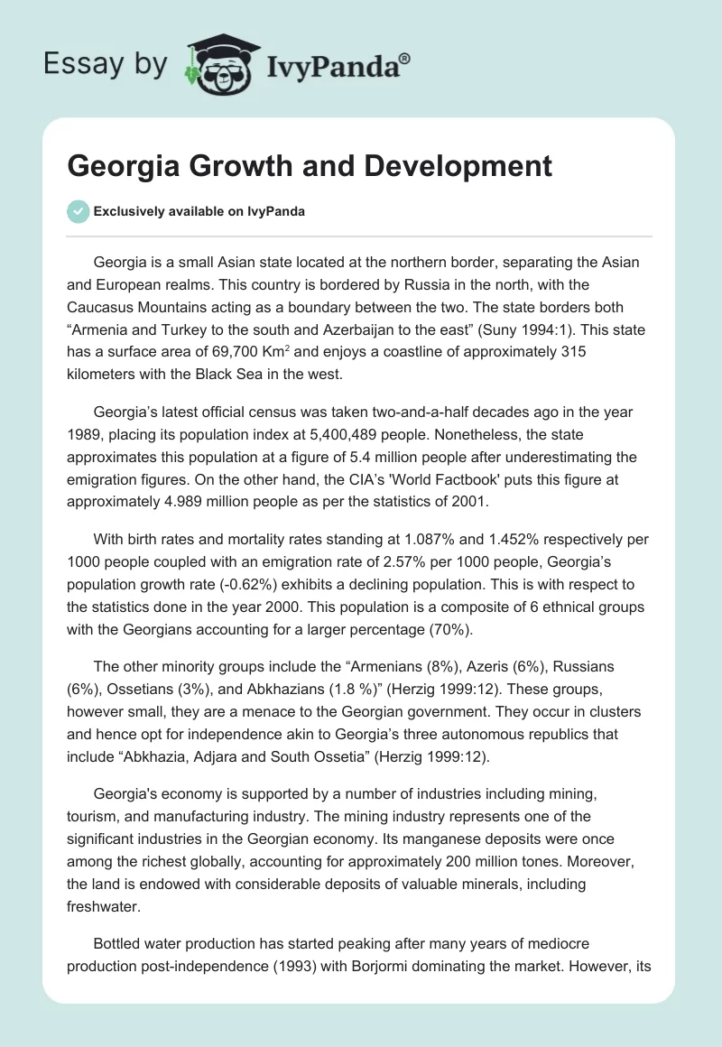 Georgia Growth and Development. Page 1