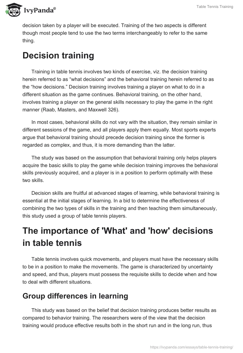 Table Tennis Training. Page 2
