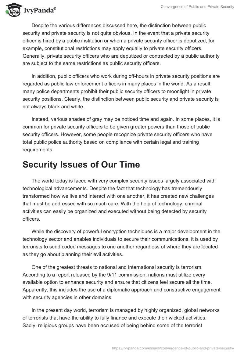 Convergence of Public and Private Security. Page 3