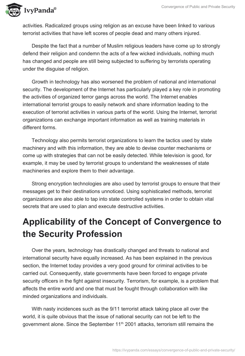 Convergence of Public and Private Security. Page 4