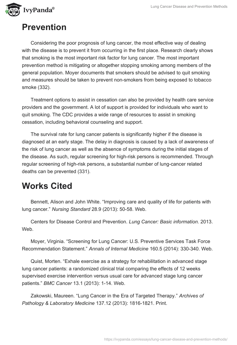 Lung Cancer Disease and Prevention Methods. Page 5