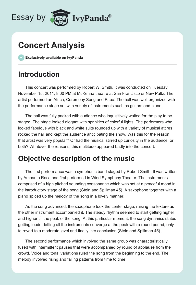 Concert Analysis. Page 1
