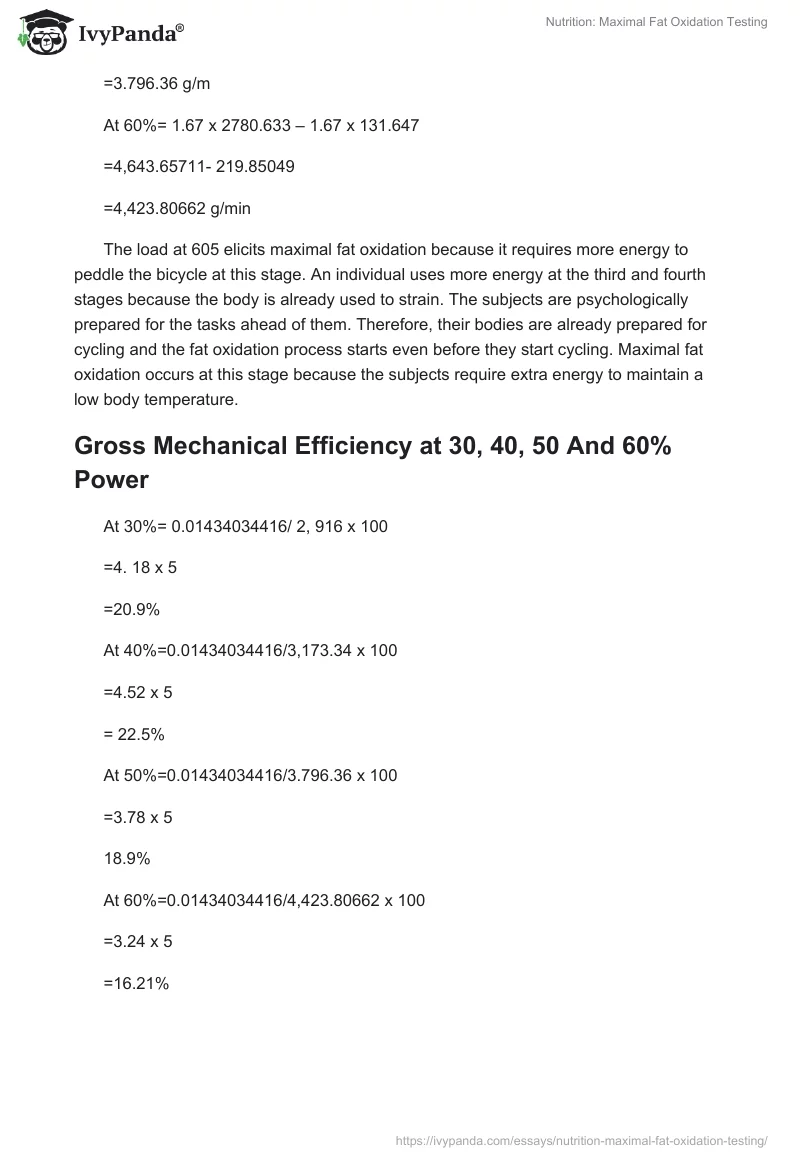 Nutrition: Maximal Fat Oxidation Testing. Page 5