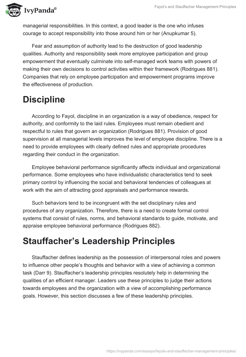Fayol’s and Stauffacher Management Principles. Page 3