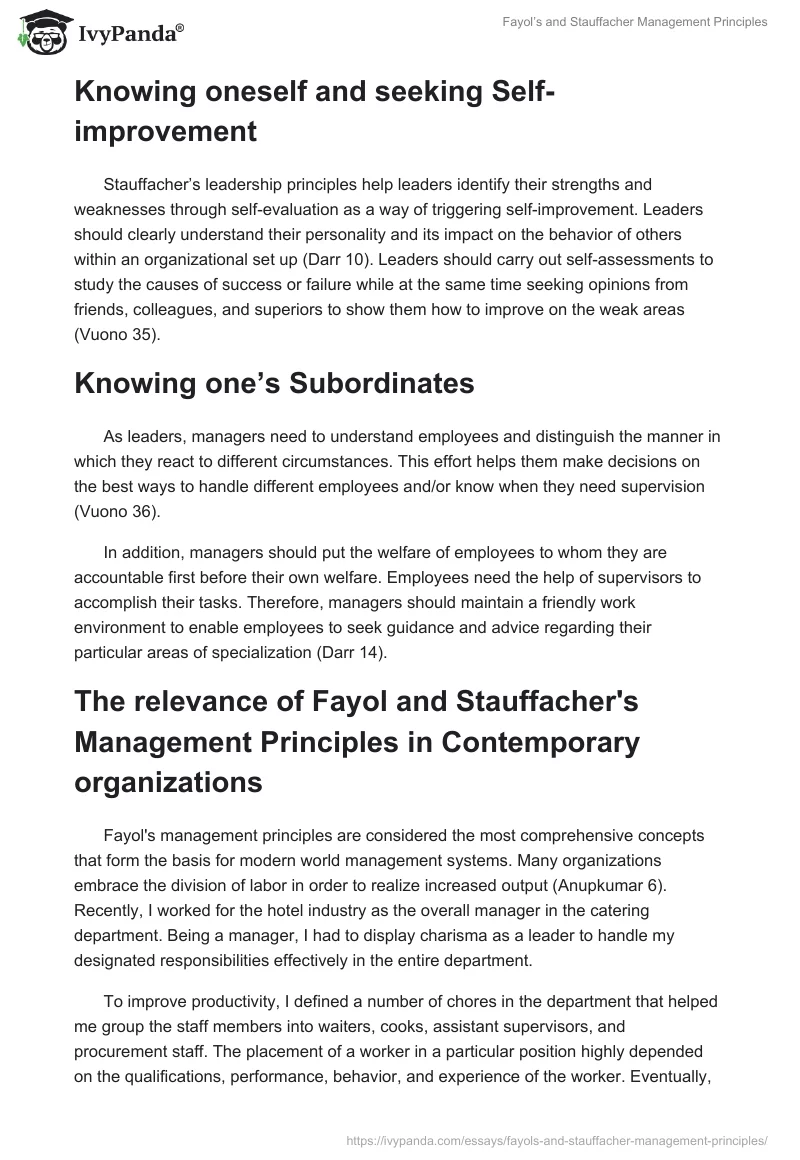 Fayol’s and Stauffacher Management Principles. Page 4