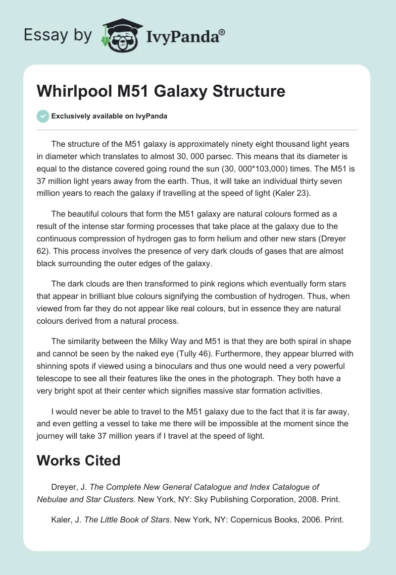 Whirlpool M51 Galaxy Structure. Page 1