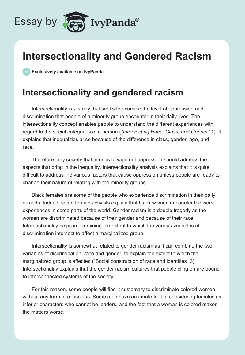 Intersectionality and Gendered Racism. Page 1